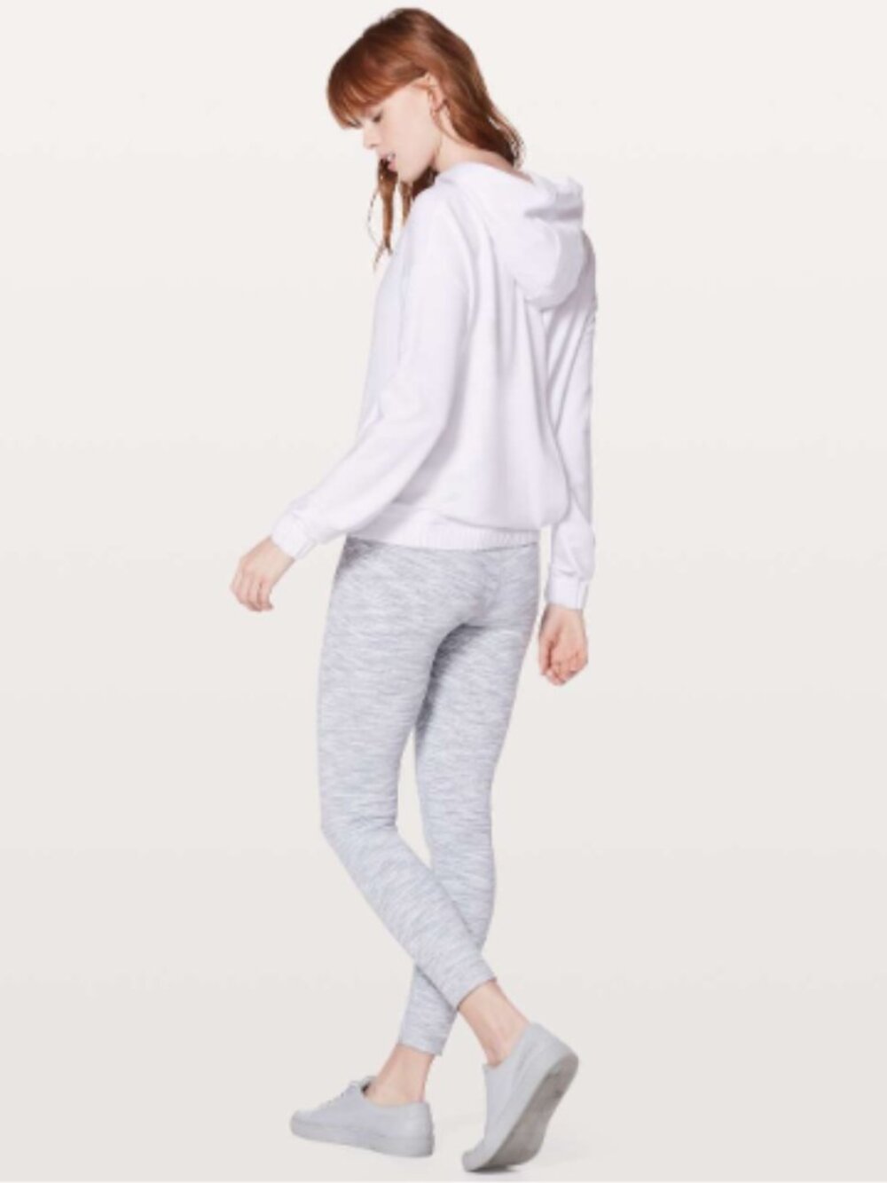LULULEMON‎ Twisted & Tucked White Pullover Hoodie Sweatshirt Open Back Size 8